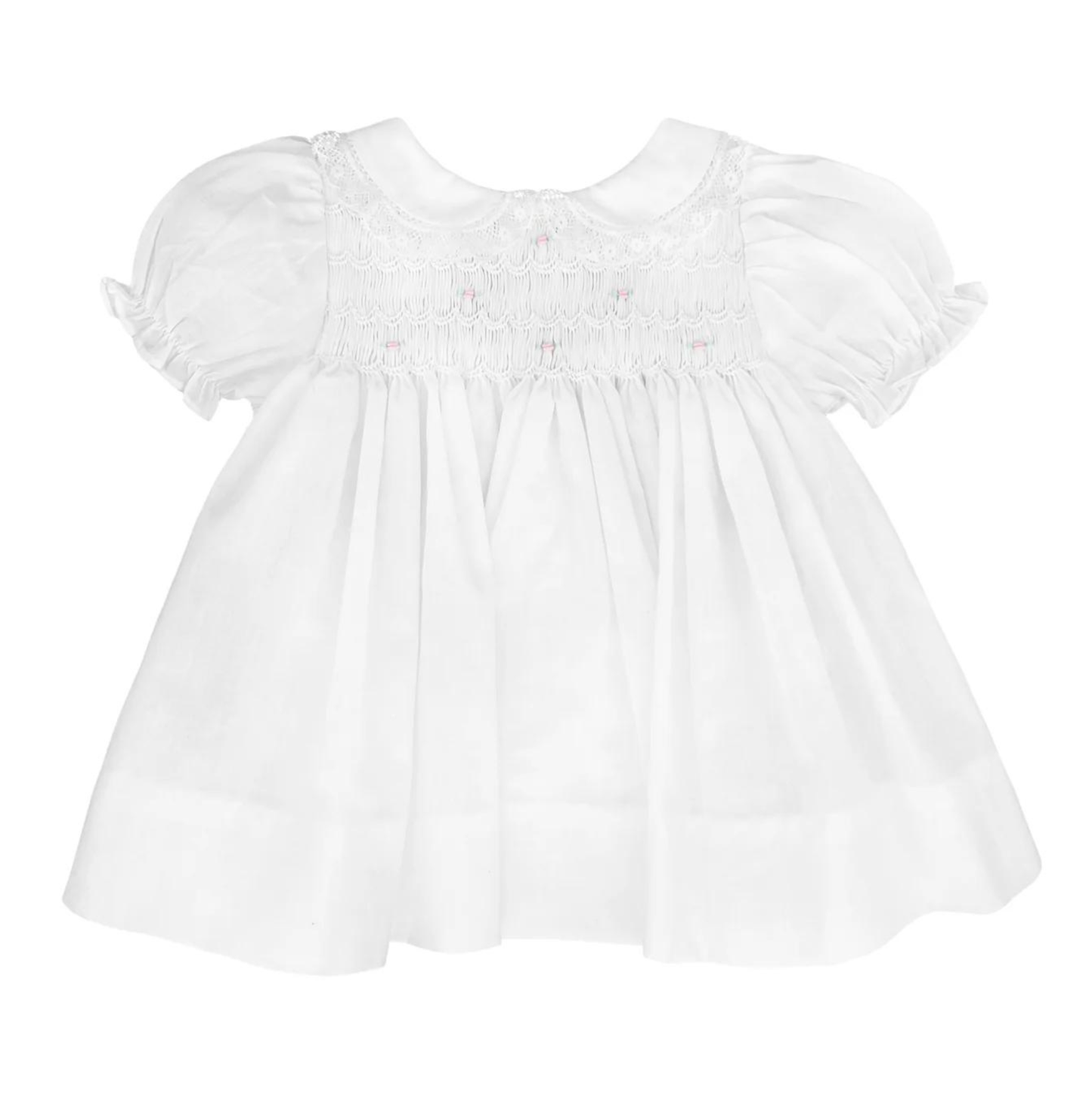 Petit Ami White Lace Smocked Bloomer Set