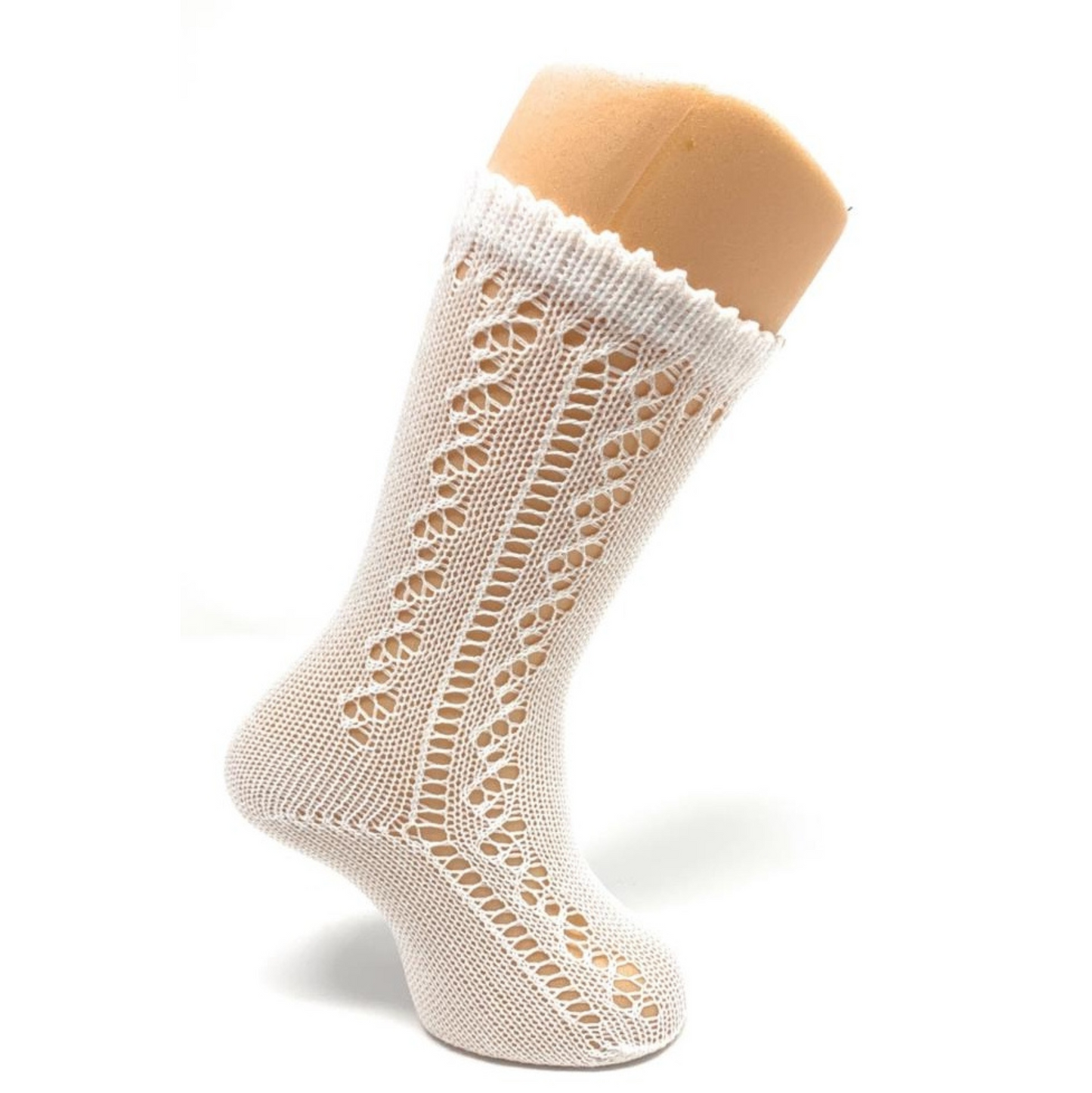 Carlomagno Knee High Yarn Sock - White