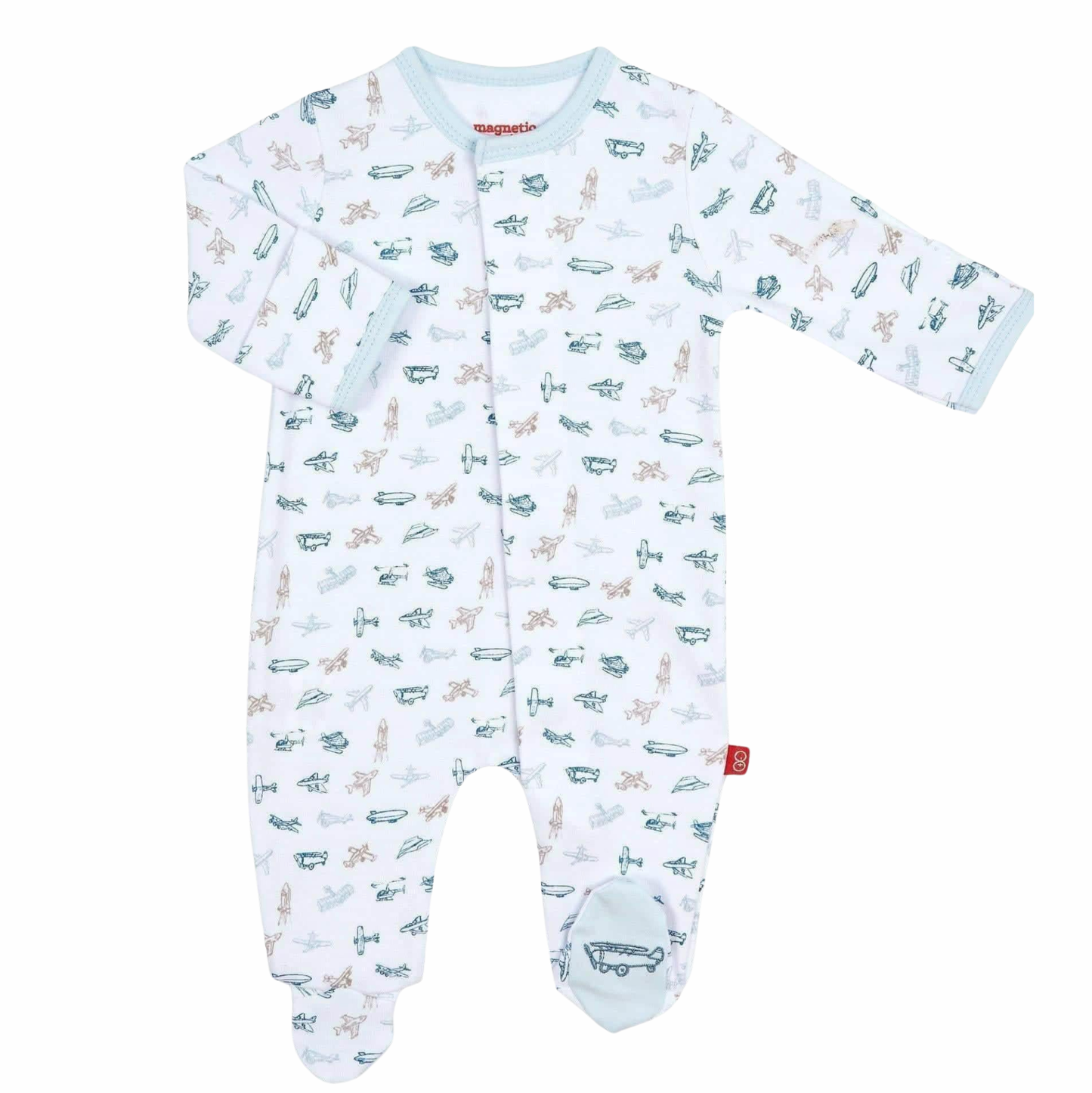 Magnetic Me Airplanes Organic Cotton Footie