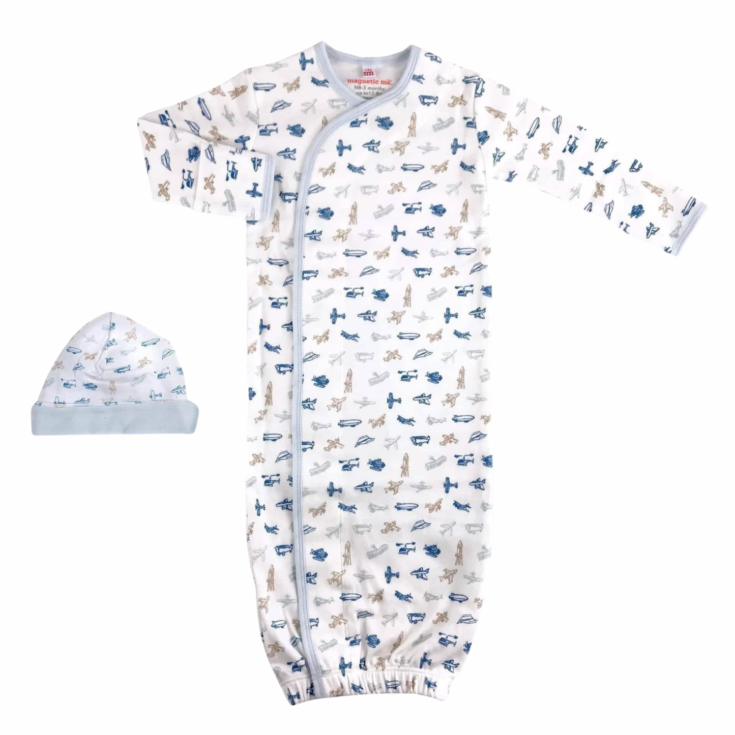 Magnetic Me Airplanes Organic Cotton Gown Set