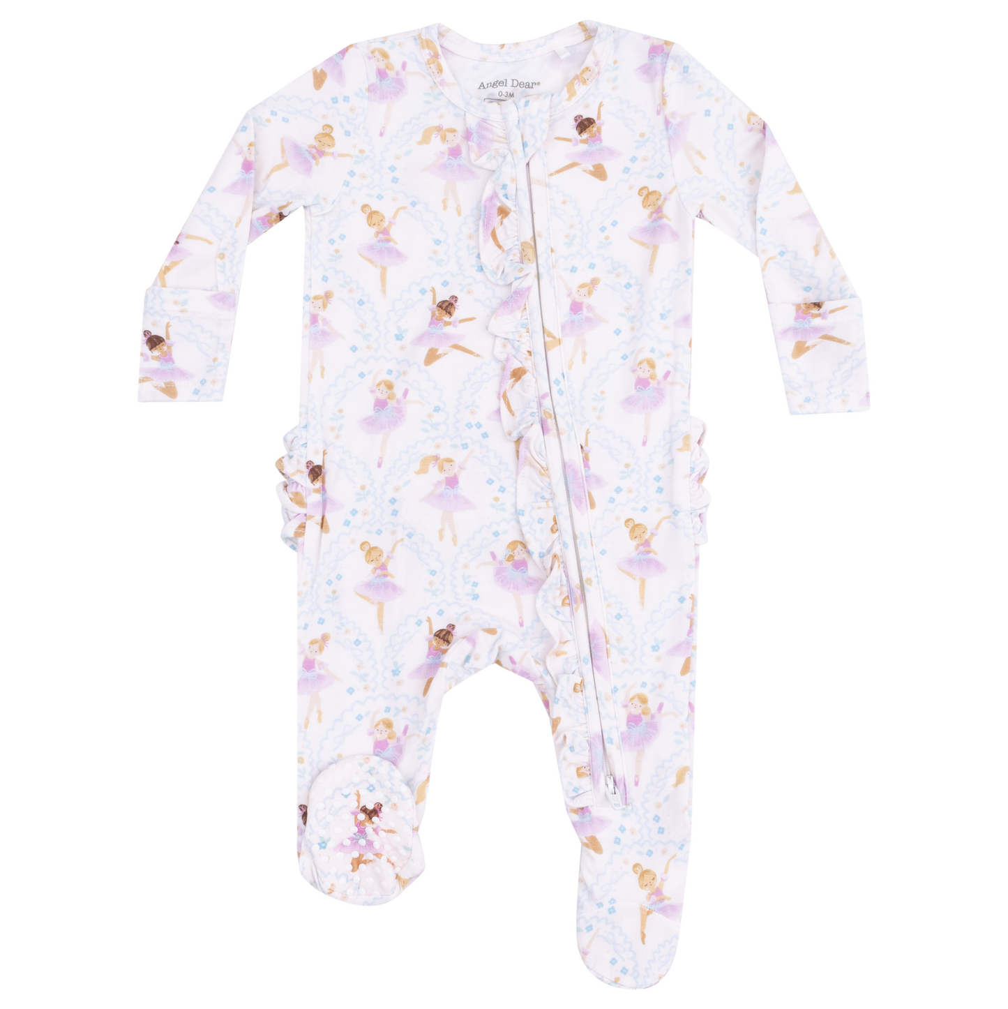 Angel Dear Bow Ballerinas Ruffle Zipper Footie
