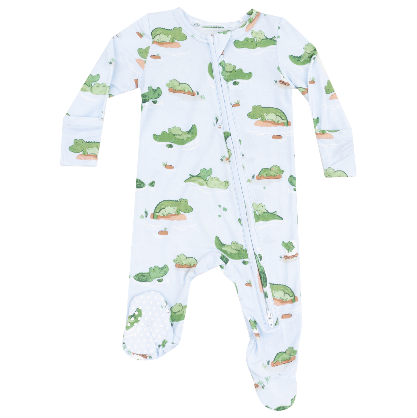 Angel Dear Blue Alligator Zipper Footie