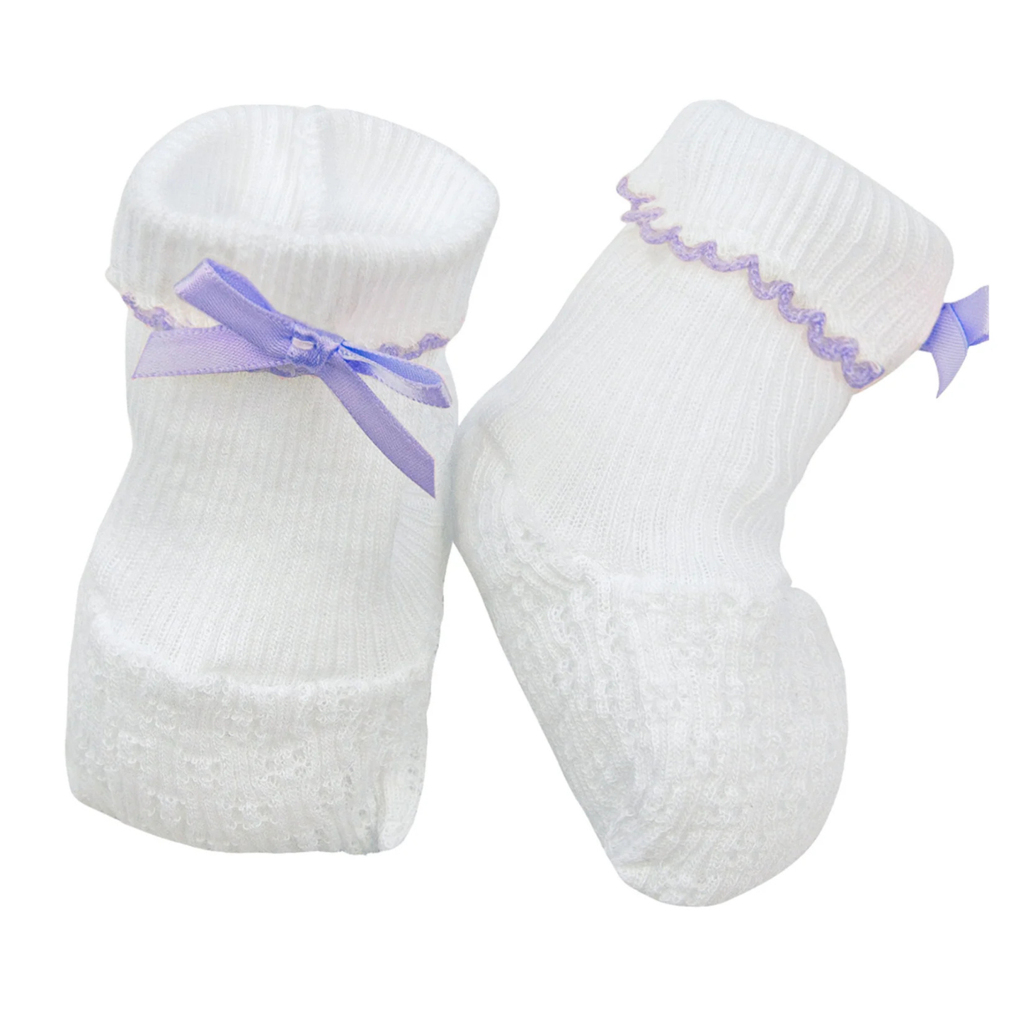 Paty Booties White - Lavender Bow