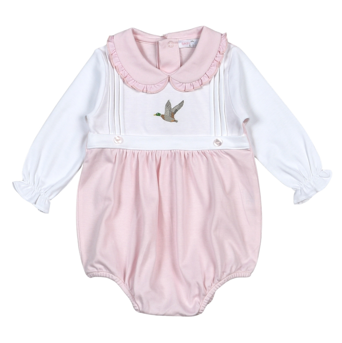 Baby Loren Pink Mallard Ducks Embroidered Bubble