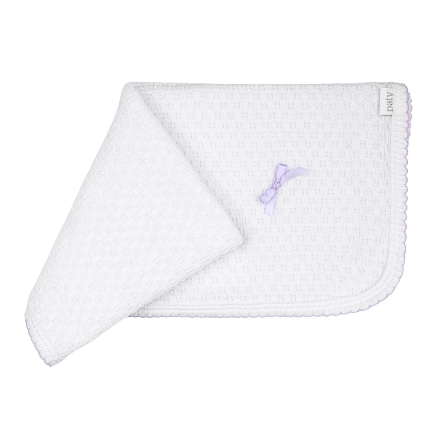 Paty Swaddle Blanket White - Lavender Bow