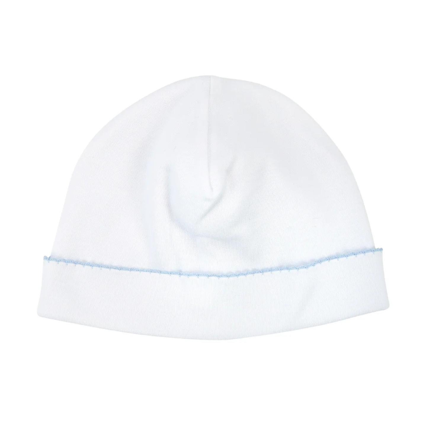 Paty Pima Saylor White Beanie - Blue Picot