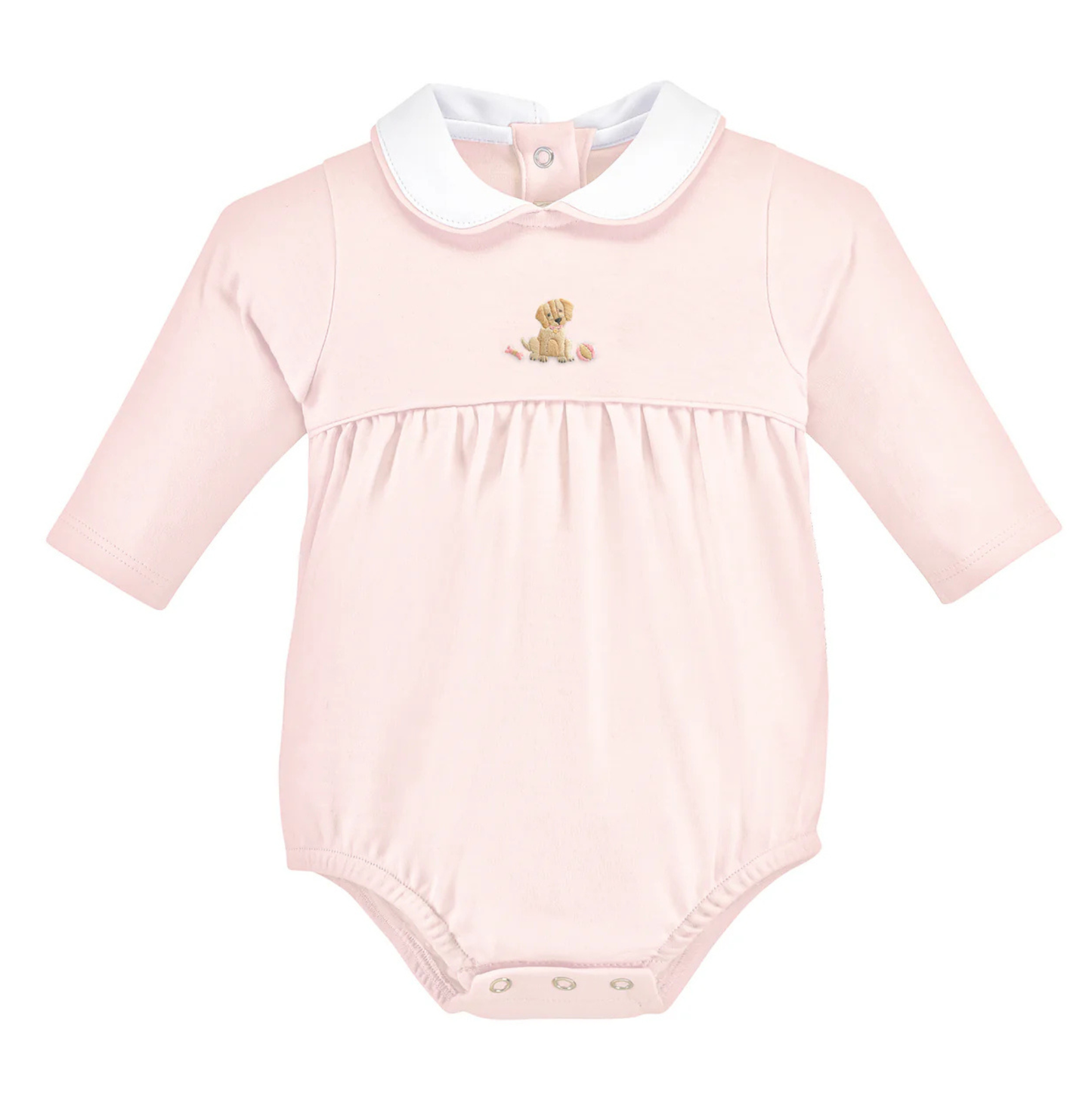 Baby Club Chic Pink Puppy Embroidered Bubble