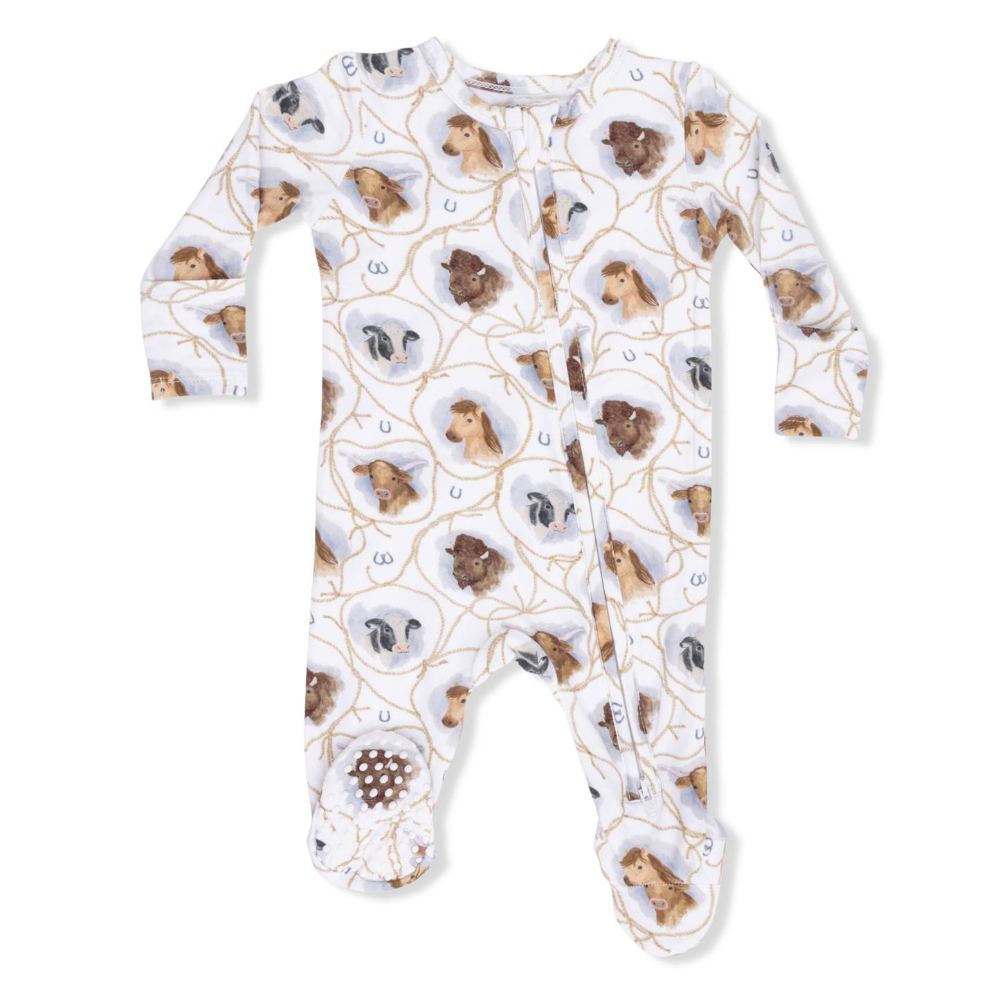 Angel Dear Farm Animals Rope Cameos Uni - 2 Way Zipper Footie