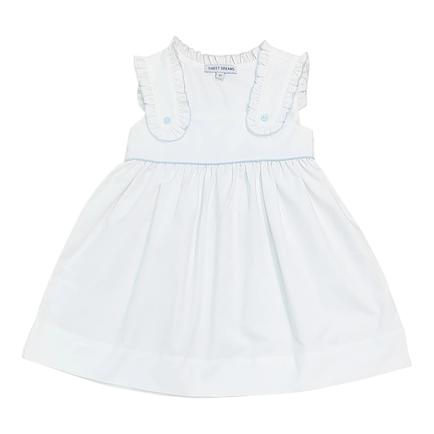 White w/ Blue Trim Dress