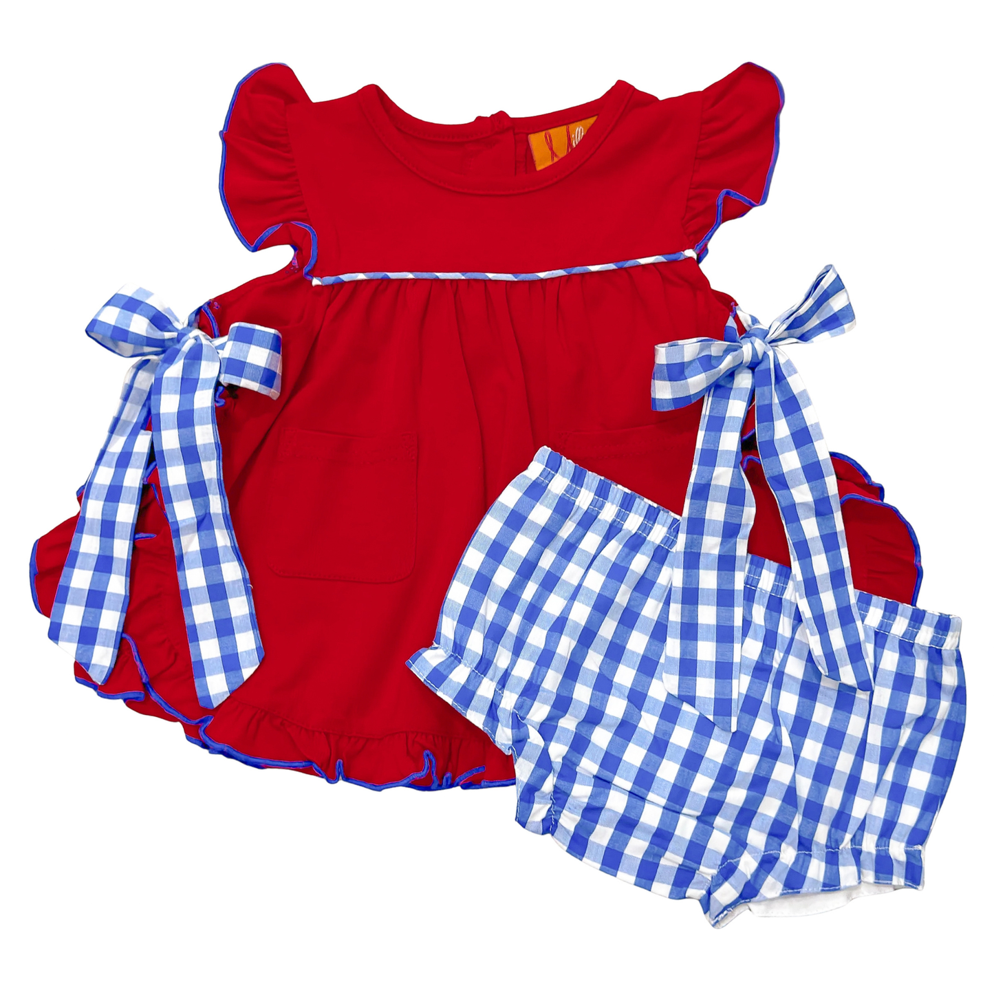 Millie Jay Red/Blue Harlow Tie Bloomer Set