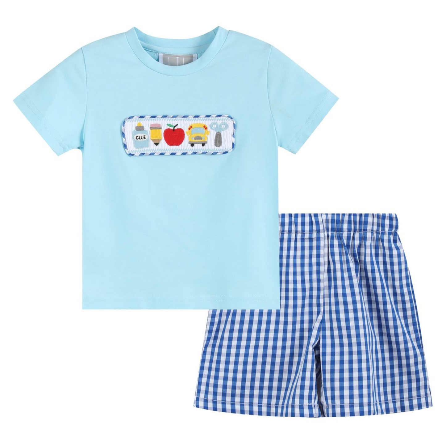Lil Cactus Blue School Smocked Short Set