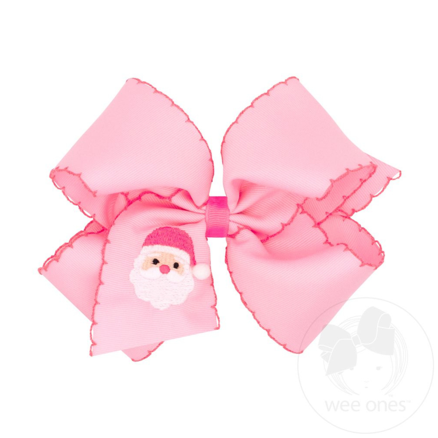 Wee Ones Pink Santa Emb. Moonstich Bow - King