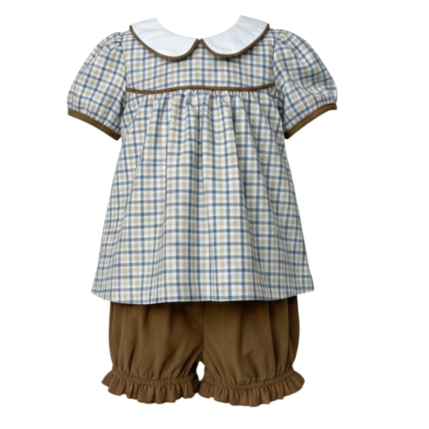 Ishtex Blue Khaki Plaid Bloomer Set