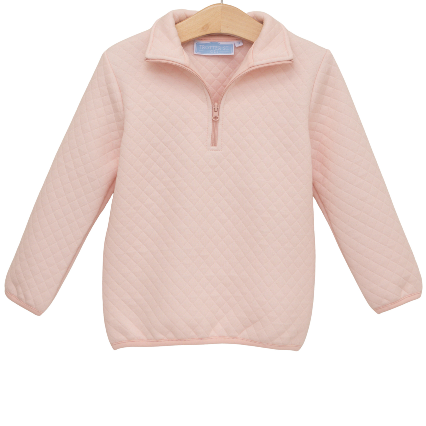 Trotter St. Quarter Zip Quilted Pullover - Lt. Pink