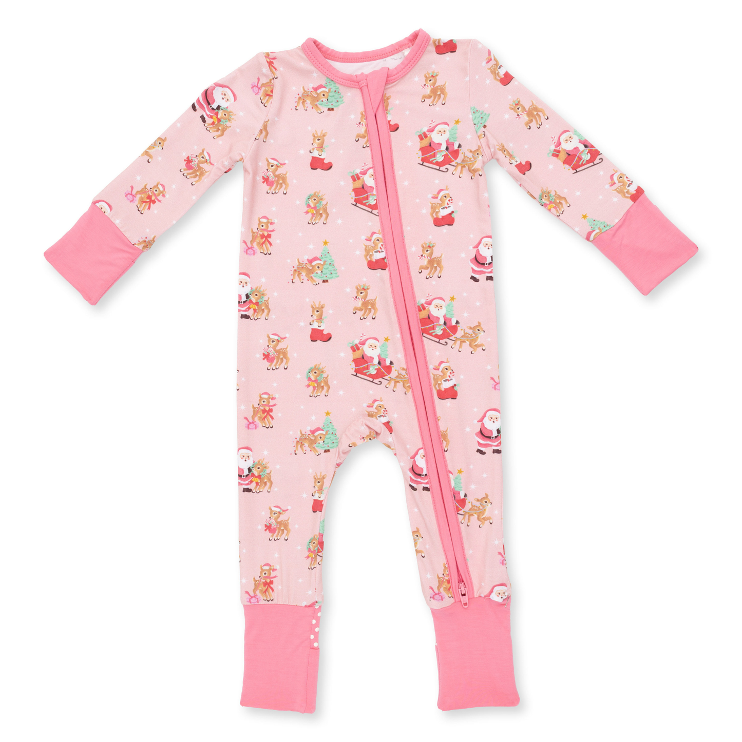 Angel Dear Pink Vintage Reindeer & Santa - Convertible Romper