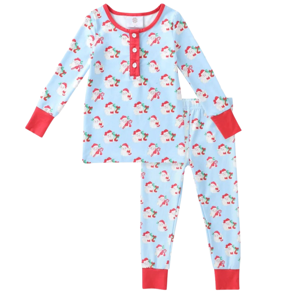 Swoon Butterknit 2 PC PJ Set - Blue Santa