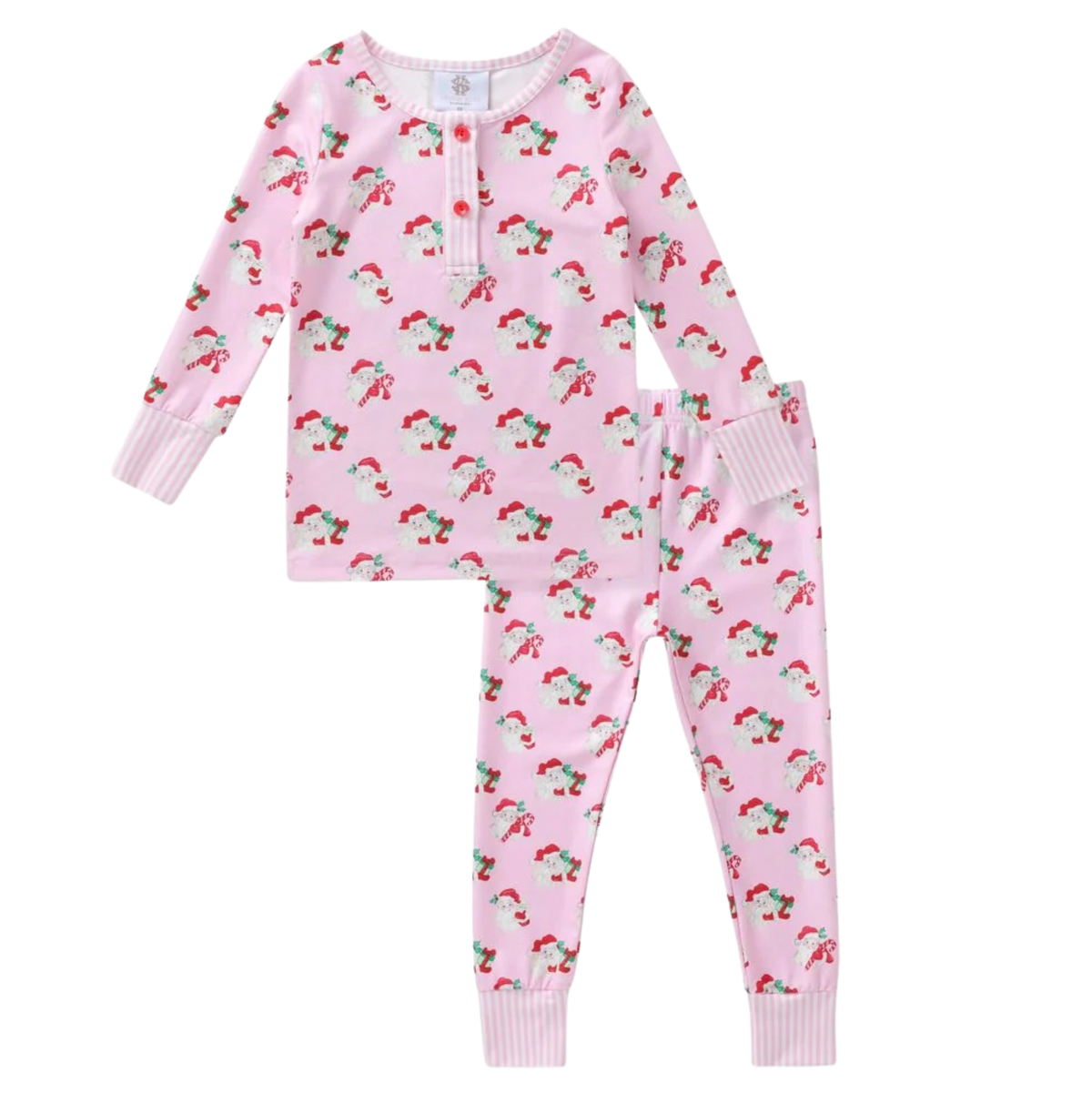 Swoon Butterknit 2 PC PJ Set- Pink Santa