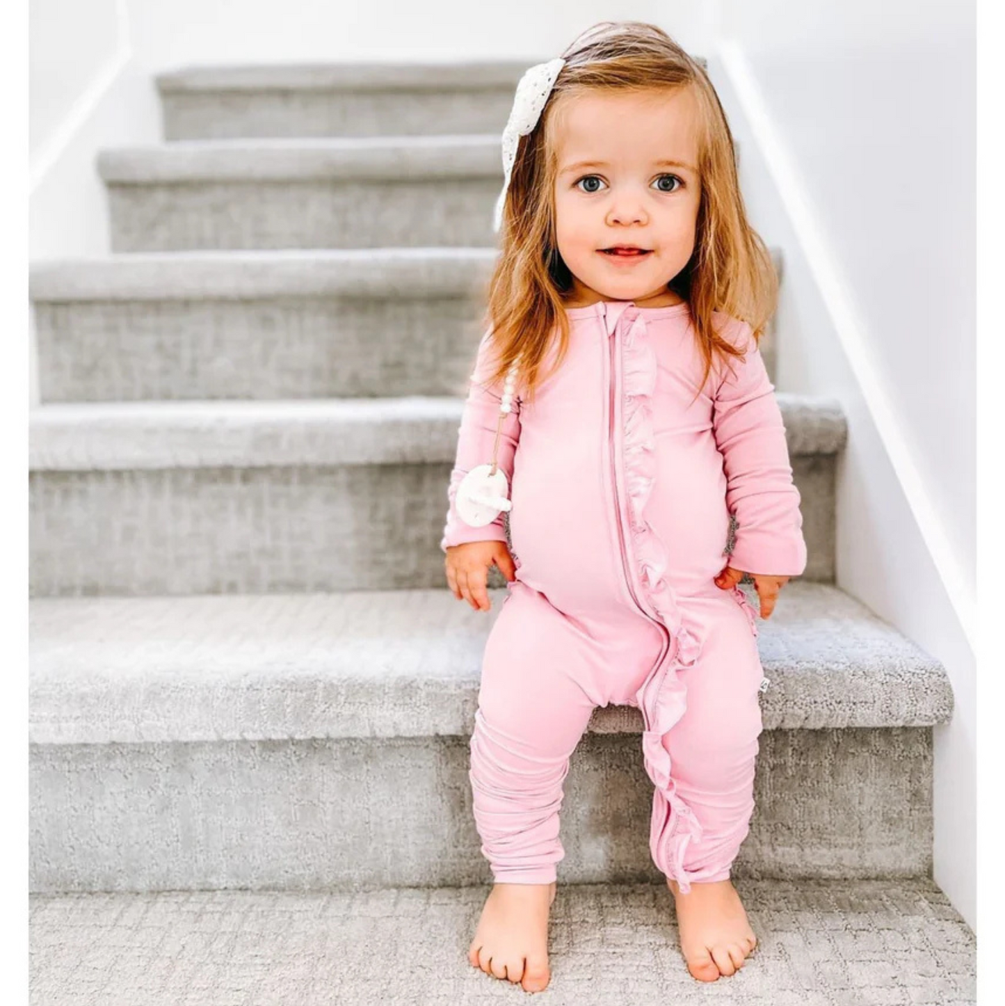 Laree + Co Lillian Pink Ruffle Footie