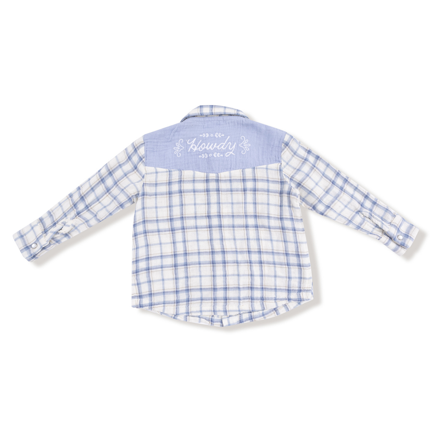 Angel Dear Blue Plaid Pearl Snap Shirt