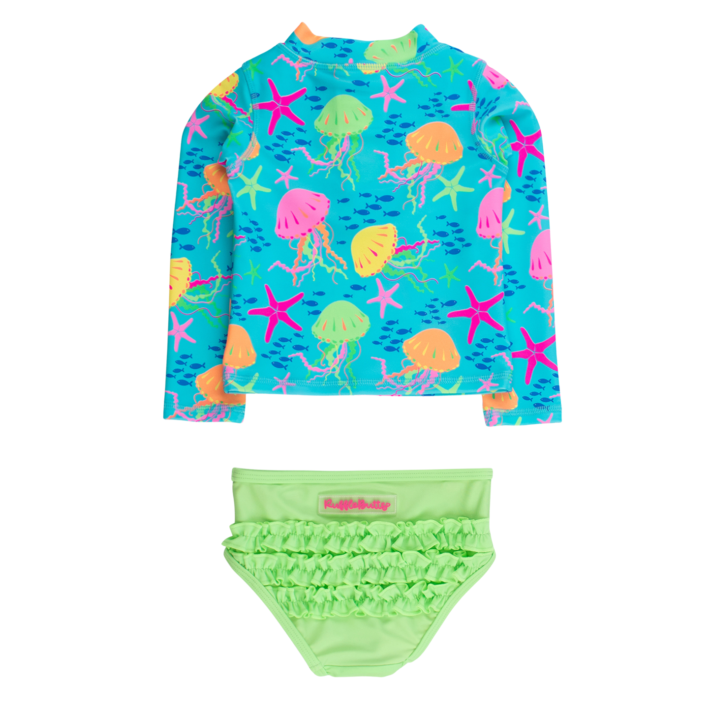Neon Jelly Time LS Zipper Rash Guard 2-Piece Swimsuit