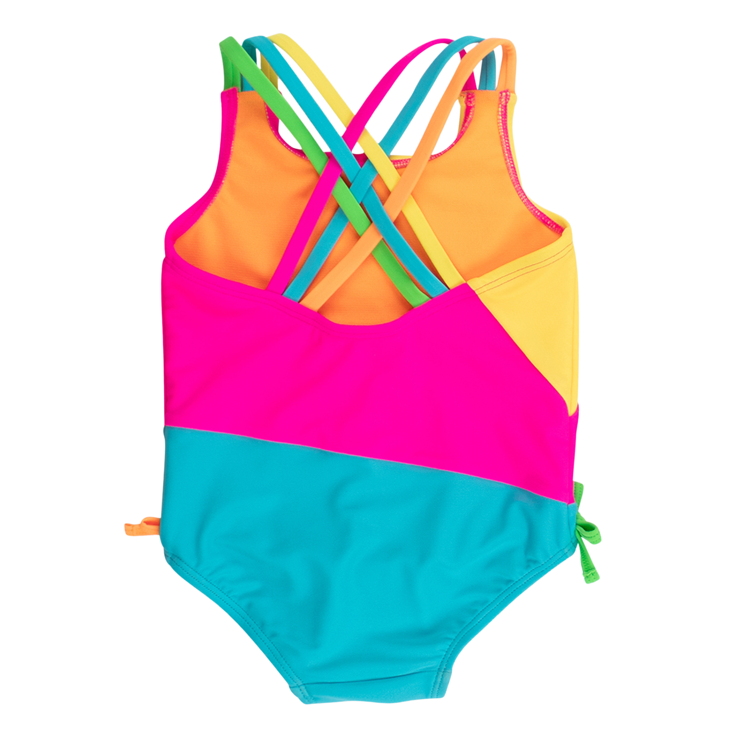 Neon Color Block Cross-Back One Piece Swimsuit