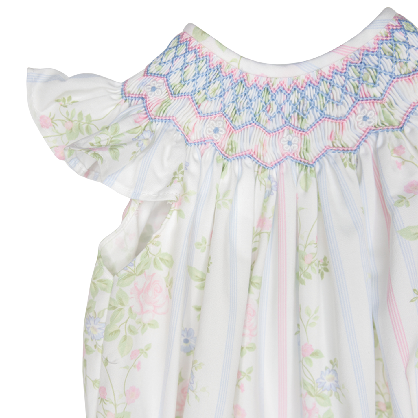 Valerie Floral Rose Vine Print Smocked Bubble