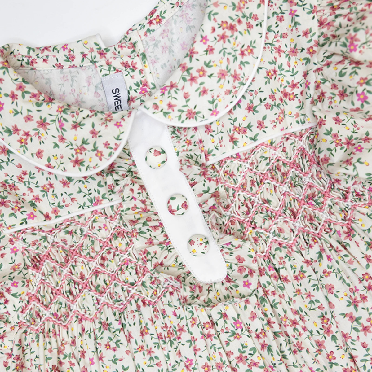Samantha Floral Smocked Button Dress