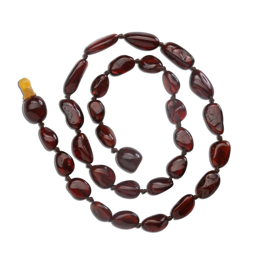 Amber Teething Necklace Polished Dark Cherry