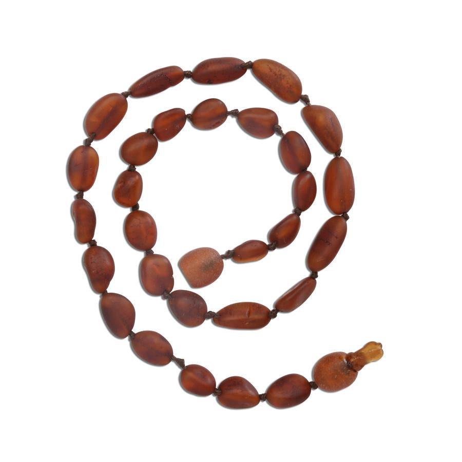 Amber Teething Necklace Dark Cognac Unpolished