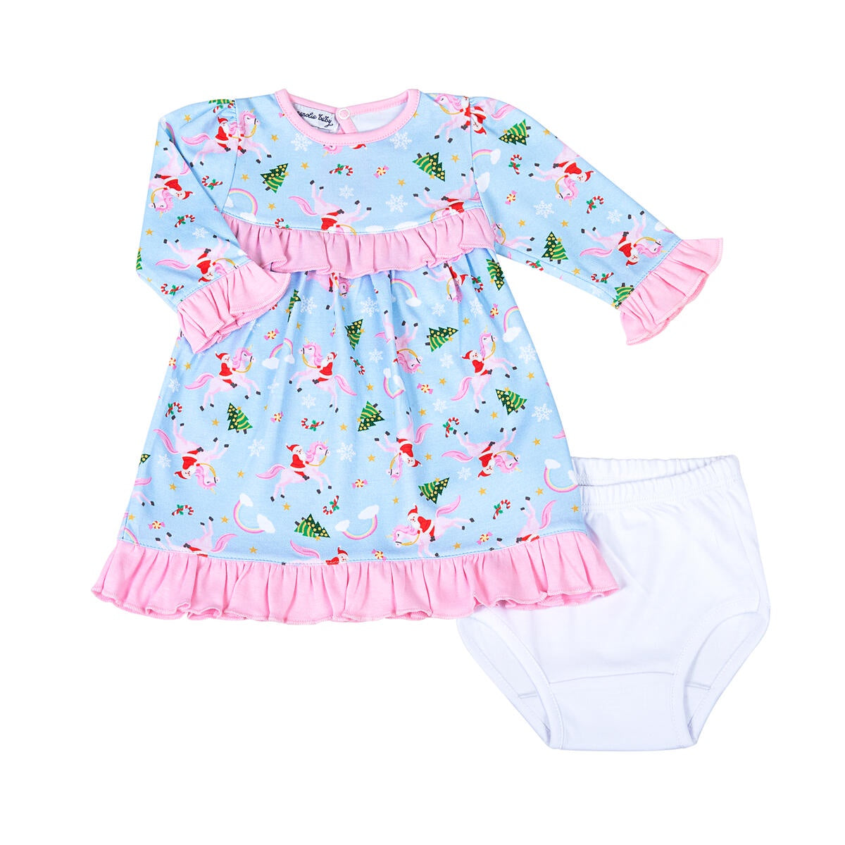 Magnolia Baby Merry Unicorn Ruffle Dress Set