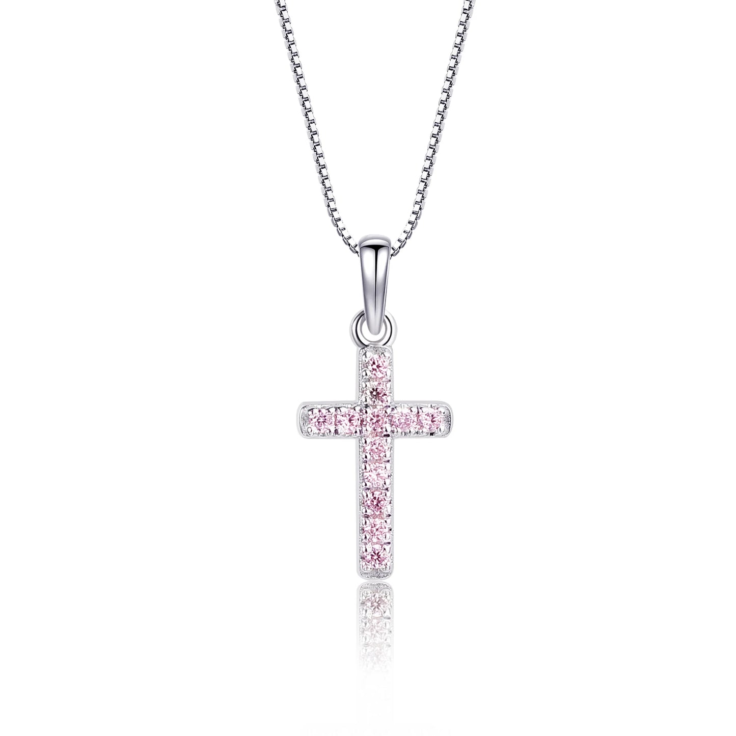 Cherished Moments Sterling Silver Pink Cross Necklace