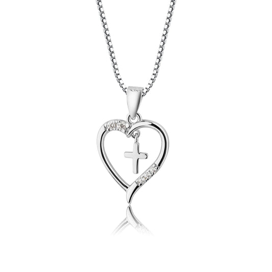 Cherished Moments Silver Dancing Heart Necklace