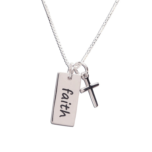 Cherished Moments Sterling Silver Faith Charm Necklace