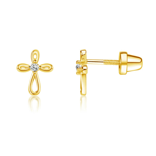 Cherished Moments Gold Plated Cross Earrings