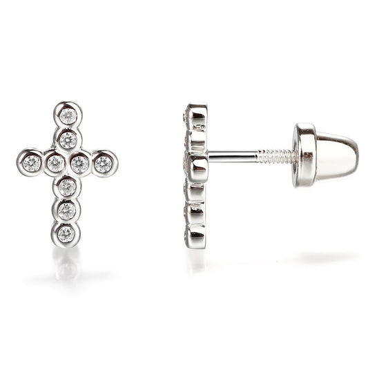 Cherished Moments Crystal Clear Cross Earring