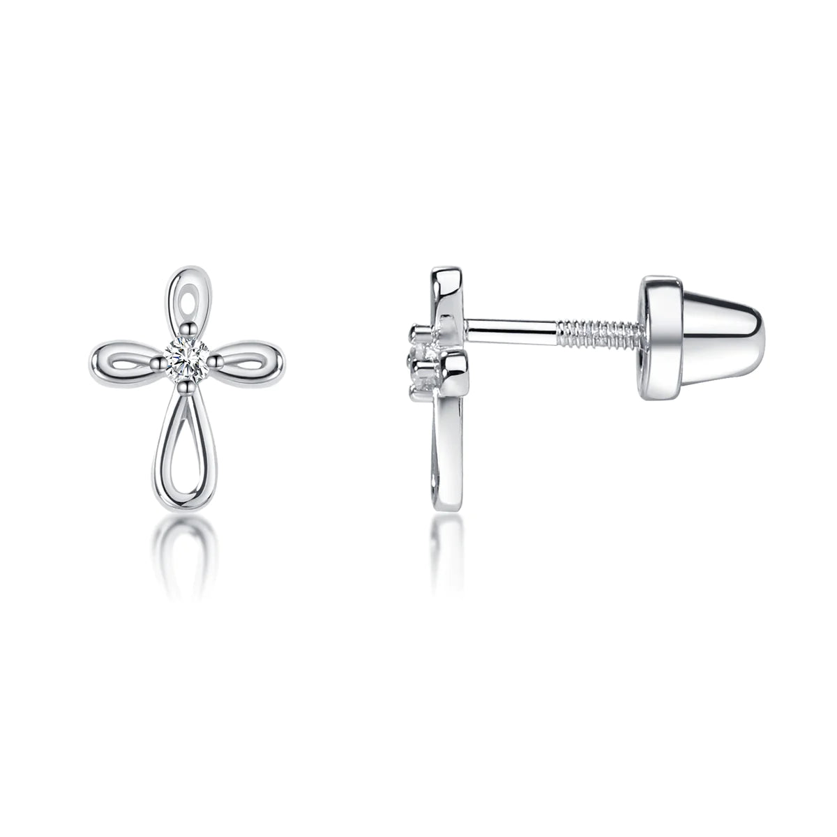 Cherished Moments Silver Infinity Cross Earrings