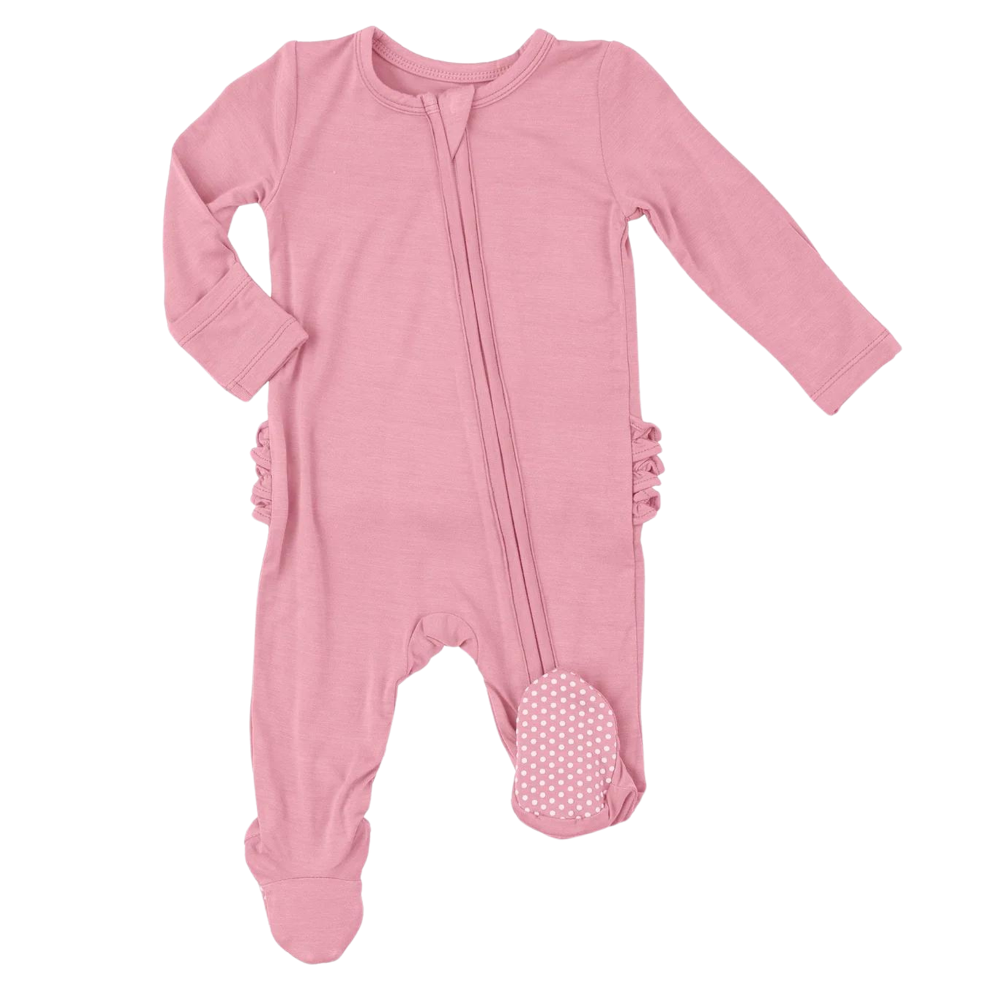 Angel Dear Peony Solid Ruffle Zipper Footie