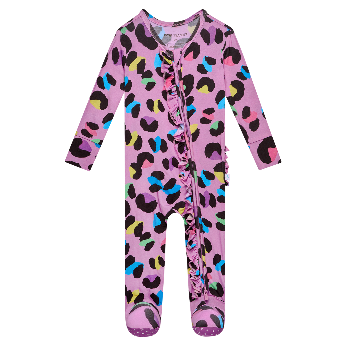 Posh Peanut Electric Leopard Ruffle Footie