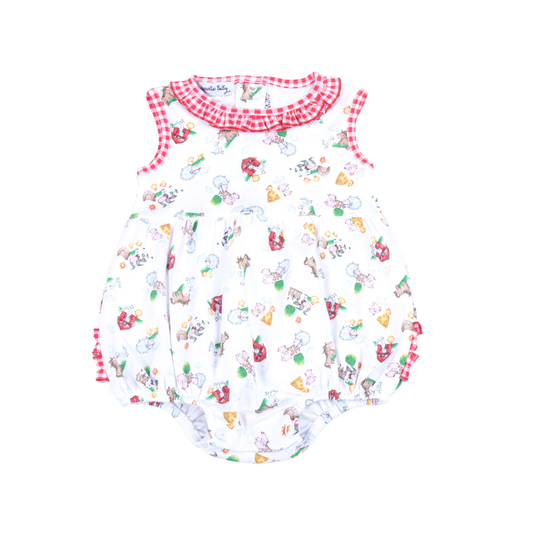 Down on the Farm Red Printed Ruffle Bubble