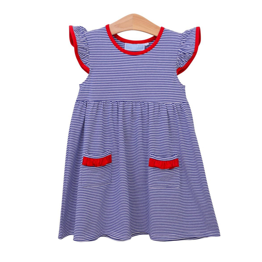 Trotter St. Royal Blue Stripe/Red Lucy Dress