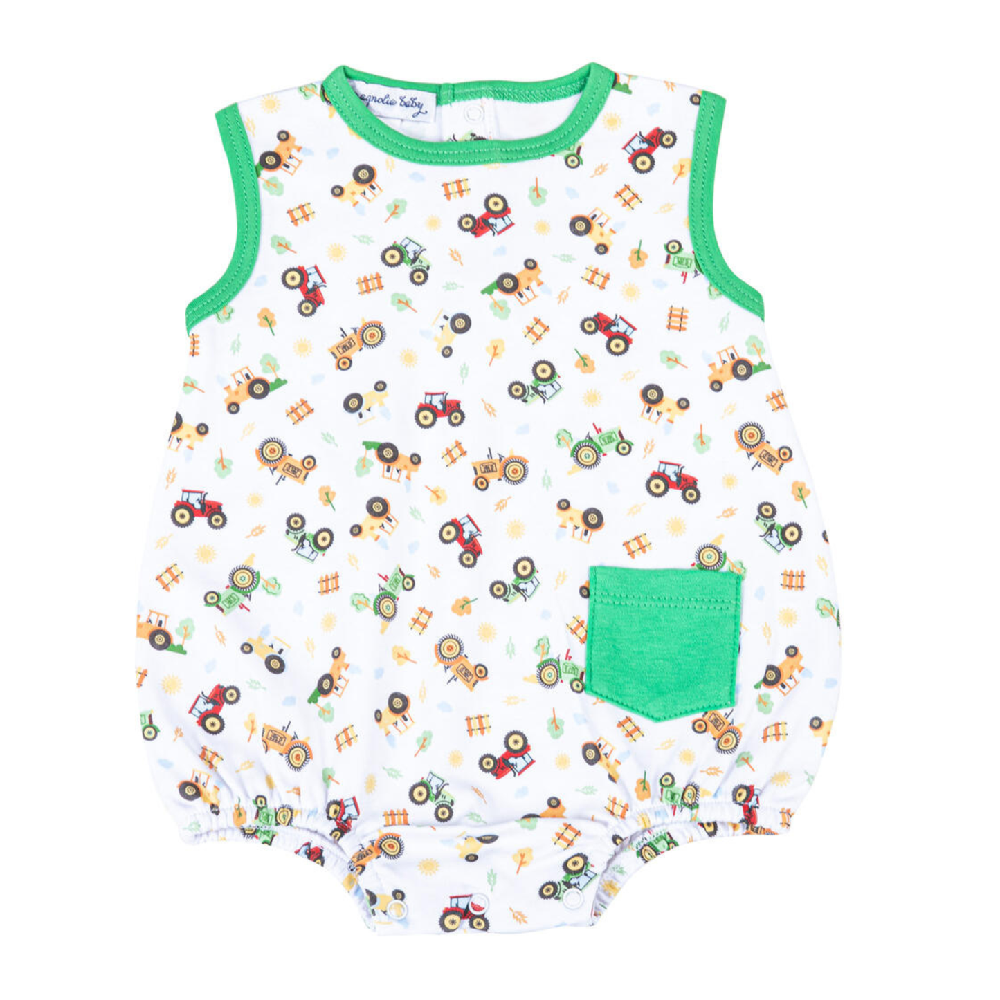 Tractor Time Green Printed Sleeveless Bubble