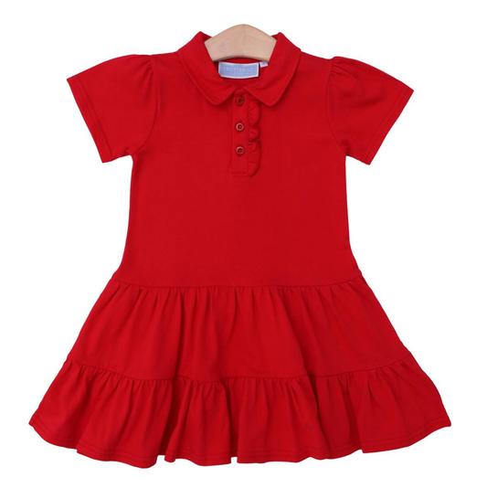 Trotter St. Red Ruffle Polo Dress