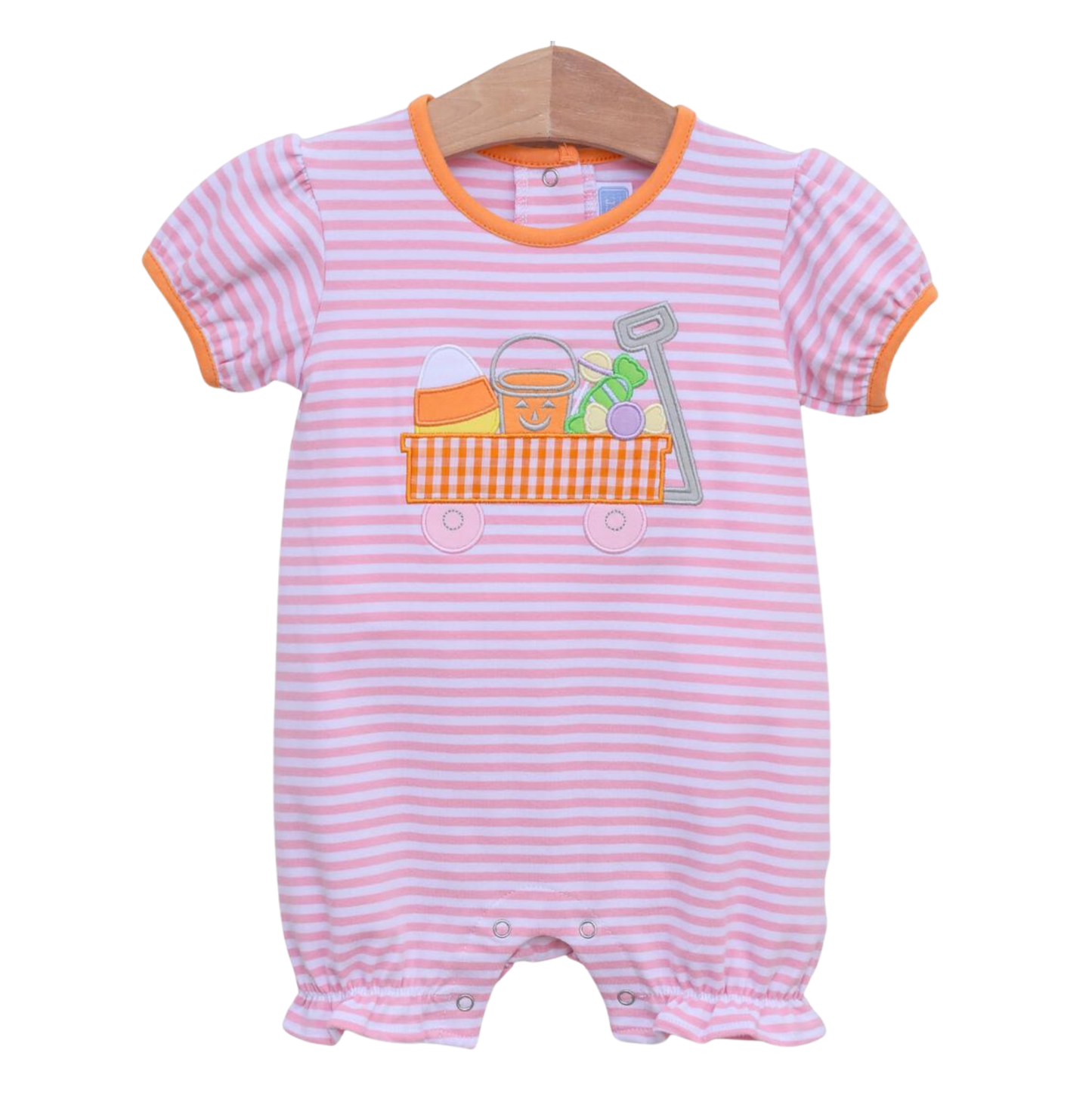 Trotter St. Pink Halloween Wagon Romper