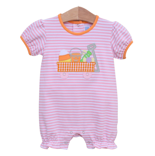 Trotter St. Pink Halloween Wagon Romper