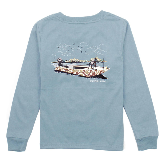 Properly Tied Steel Blue Boat Ride LS Shirt