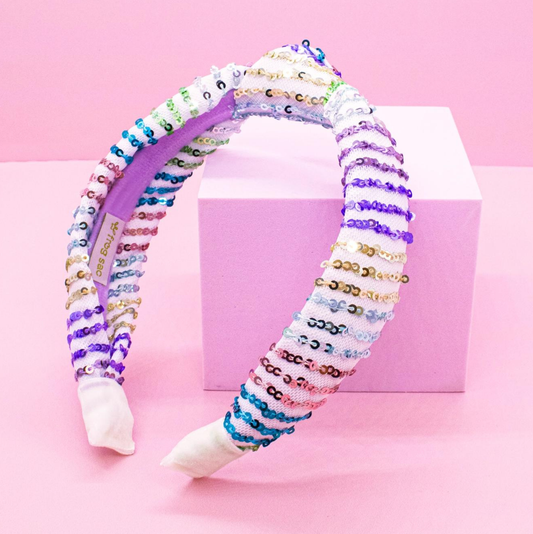 Frog Sac Rainbow Sequin Knot Headband