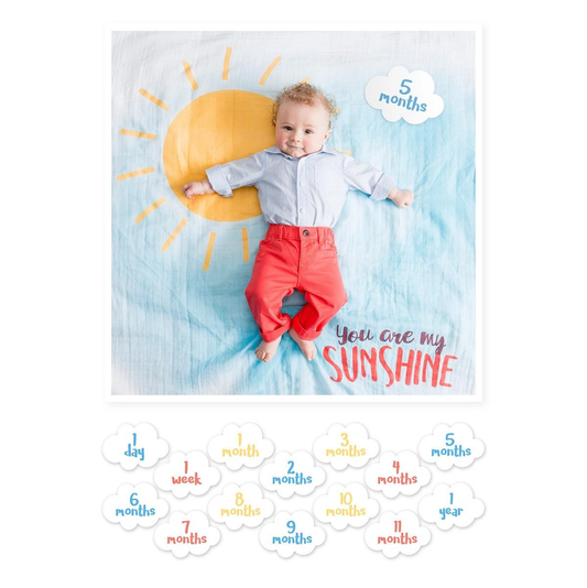 Lulujo Baby's First Year Milestone Blanket - You Are My Sunshine