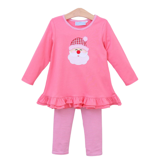 Trotter St. Pink Santa Ruffle Pants Set