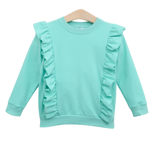 Trotter St. Mint Laura Ruffle Pullover