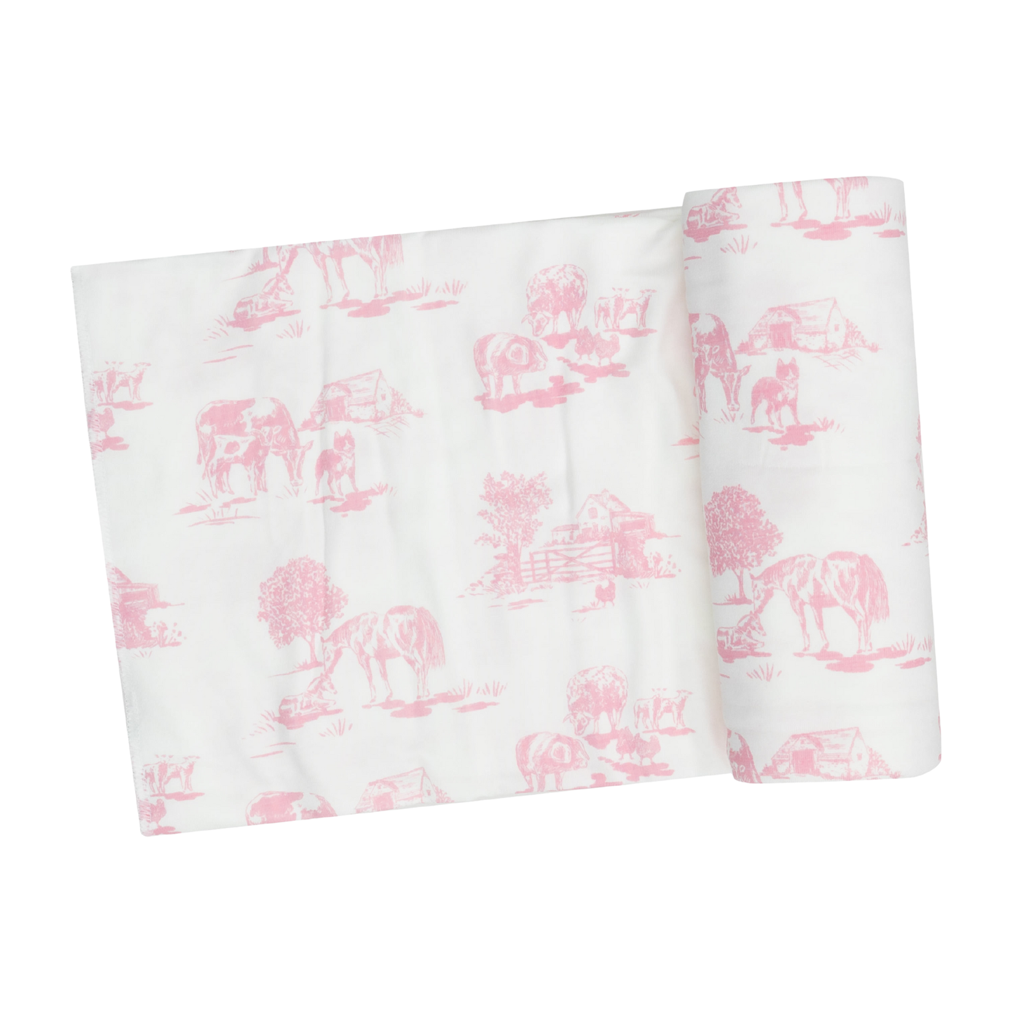 Angel Dear Farm Toile Pink Swaddle Blanket